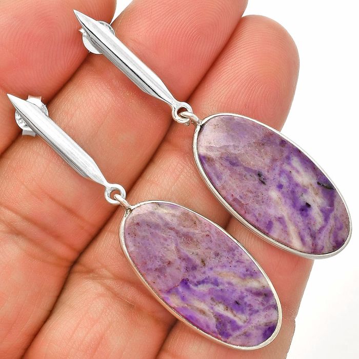 Lavender Jade Earrings SDE83411 E-1078, 14x27 mm