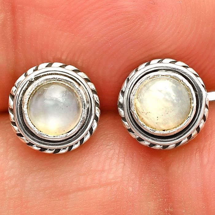 Srilankan Moonstone Stud Earrings SDE83675 E-1245, 5x5 mm