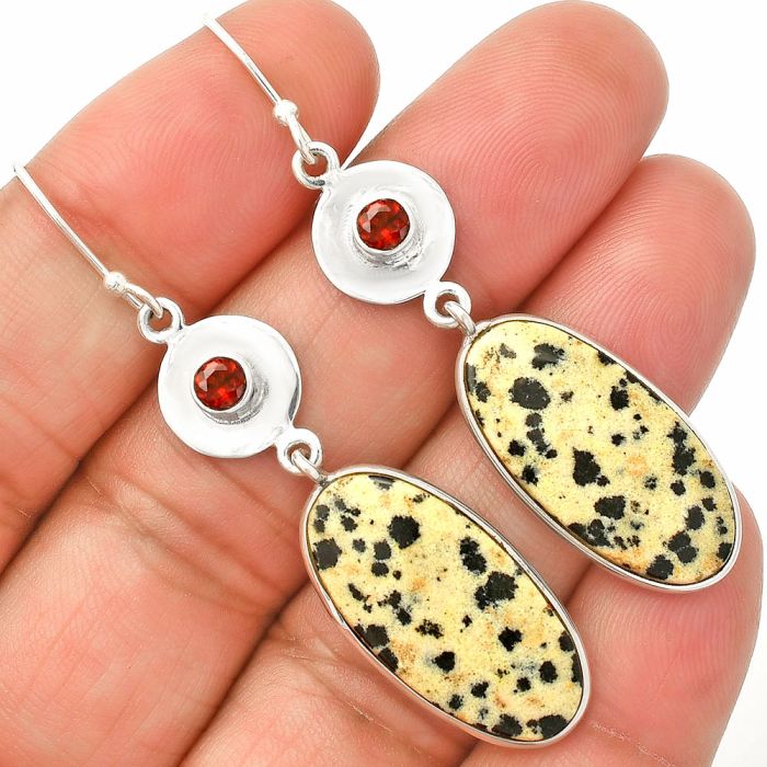Dalmatian and Garnet Earrings SDE83884 E-1081, 12x24 mm