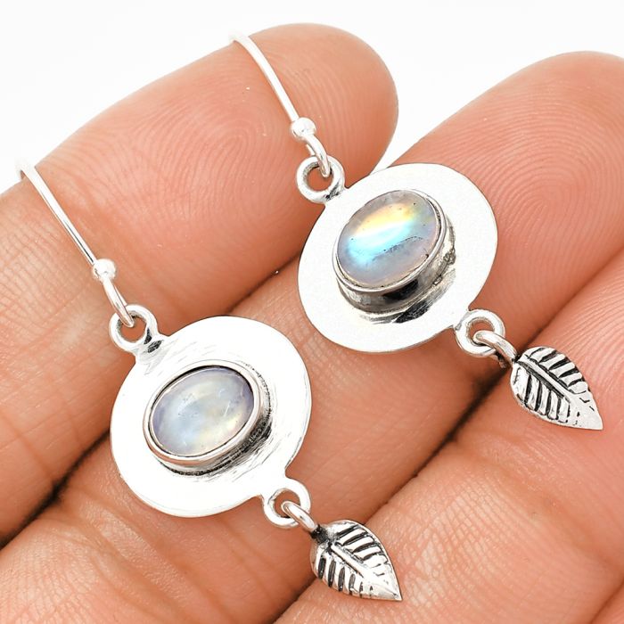 Rainbow Moonstone Earrings SDE83935 E-1230, 6x8 mm