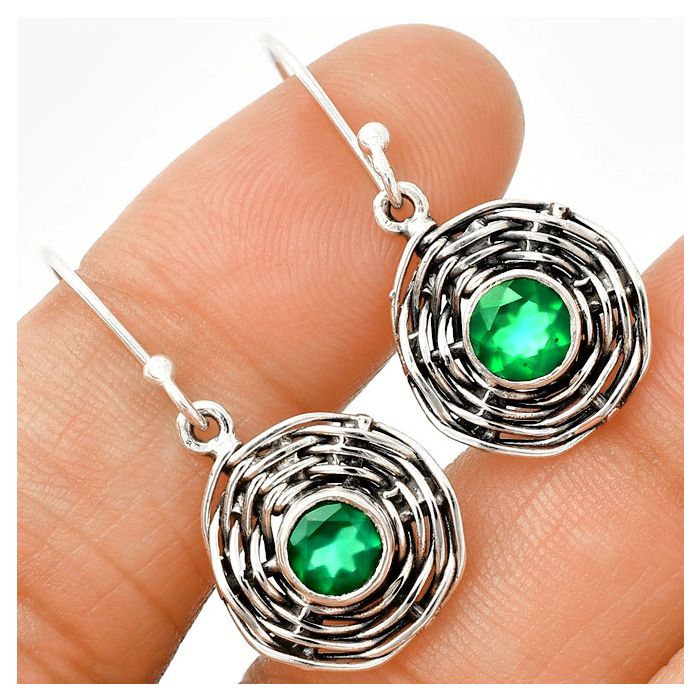 Green Onyx Earrings SDE84243 E-1222, 6x6 mm