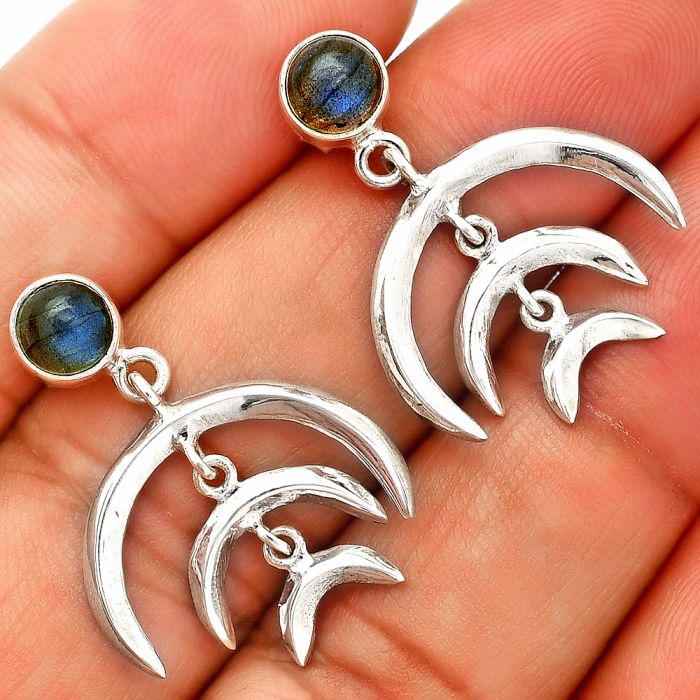Blue Labradorite Earrings SDE84390 E-1249, 6x6 mm