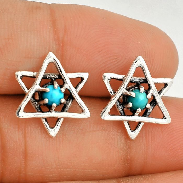 Star - Natural Rare Turquoise Nevada Aztec Mt Stud Earrings SDE84455 E-1024, 4x4 mm