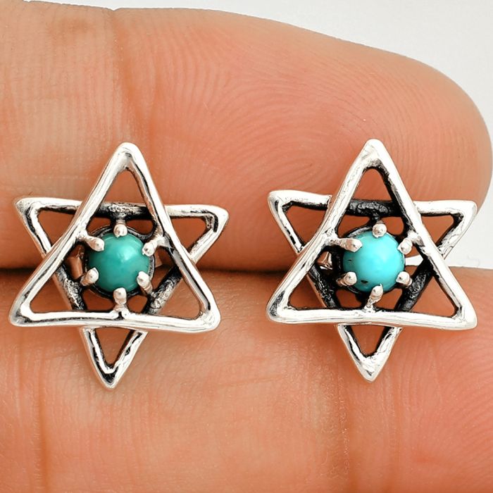 Star - Natural Rare Turquoise Nevada Aztec Mt Stud Earrings SDE84457 E-1024, 4x4 mm