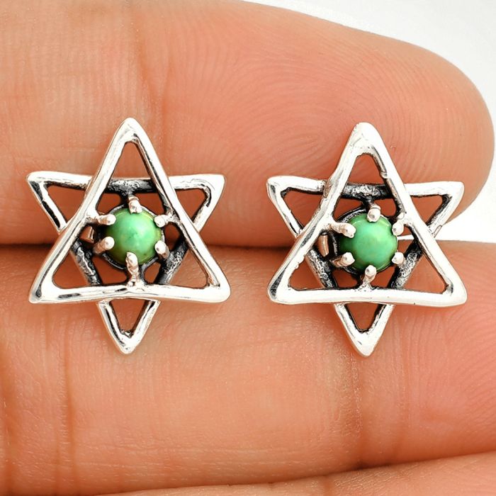 Star - Natural Rare Turquoise Nevada Aztec Mt Stud Earrings SDE84458 E-1024, 4x4 mm