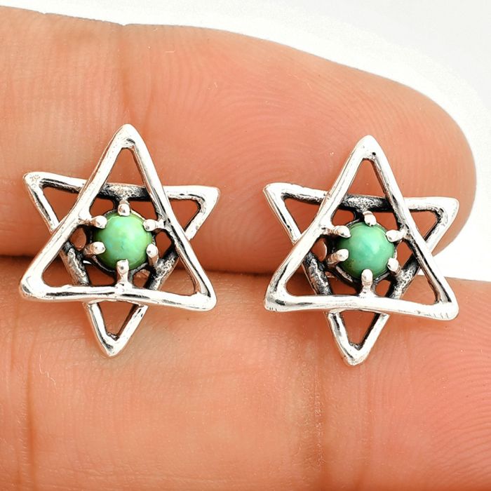 Star - Natural Rare Turquoise Nevada Aztec Mt Stud Earrings SDE84462 E-1024, 4x4 mm