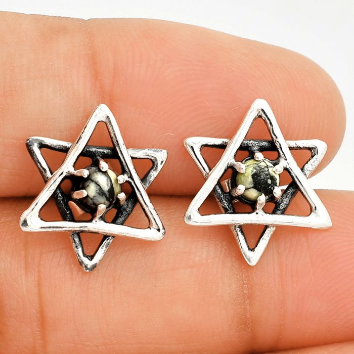 Star - Pinolith Stone Stud Earrings SDE84471 E-1024, 4x4 mm