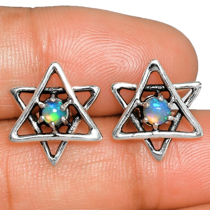 Star - Ethiopian Opal Stud Earrings SDE84492 E-1024, 4x4 mm