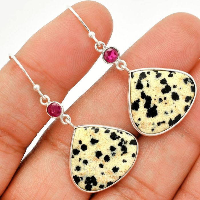 Dalmatian and Ruby Earrings SDE84502 E-1002, 18x19 mm