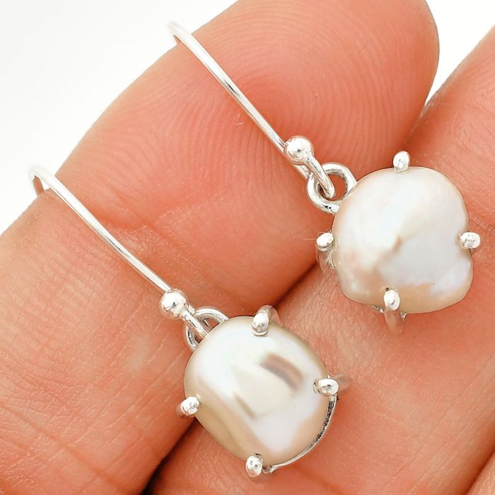 Natural Fresh Water Biwa Pearl Earrings SDE84505 E-1021, 10x10 mm