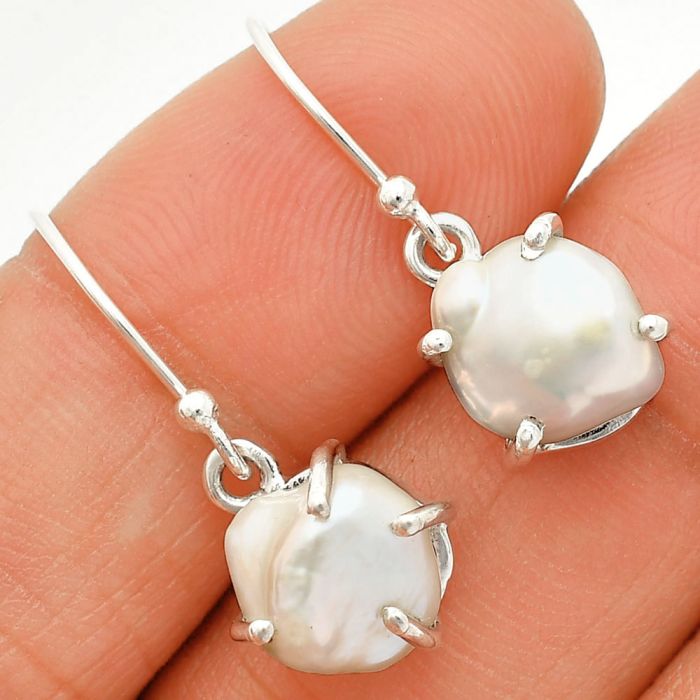 Natural Fresh Water Biwa Pearl Earrings SDE84506 E-1021, 10x11 mm