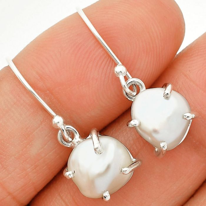 Natural Fresh Water Biwa Pearl Earrings SDE84507 E-1021, 9x9 mm