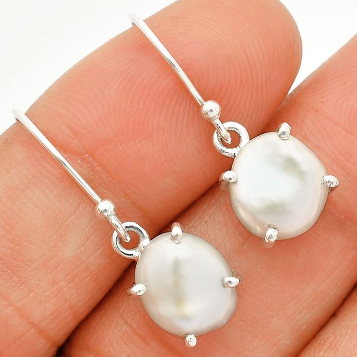 Natural Fresh Water Biwa Pearl Earrings SDE84509 E-1021, 9x10 mm