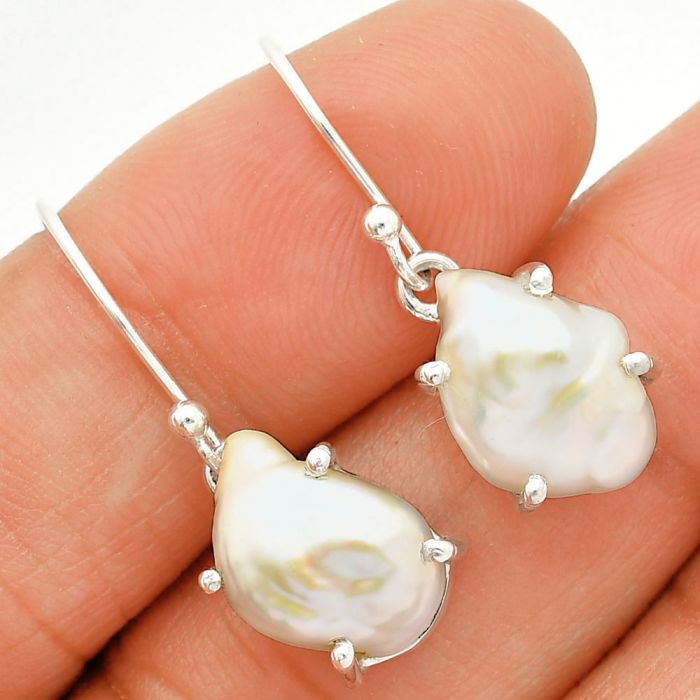 Natural Fresh Water Biwa Pearl Earrings SDE84513 E-1021, 9x13 mm