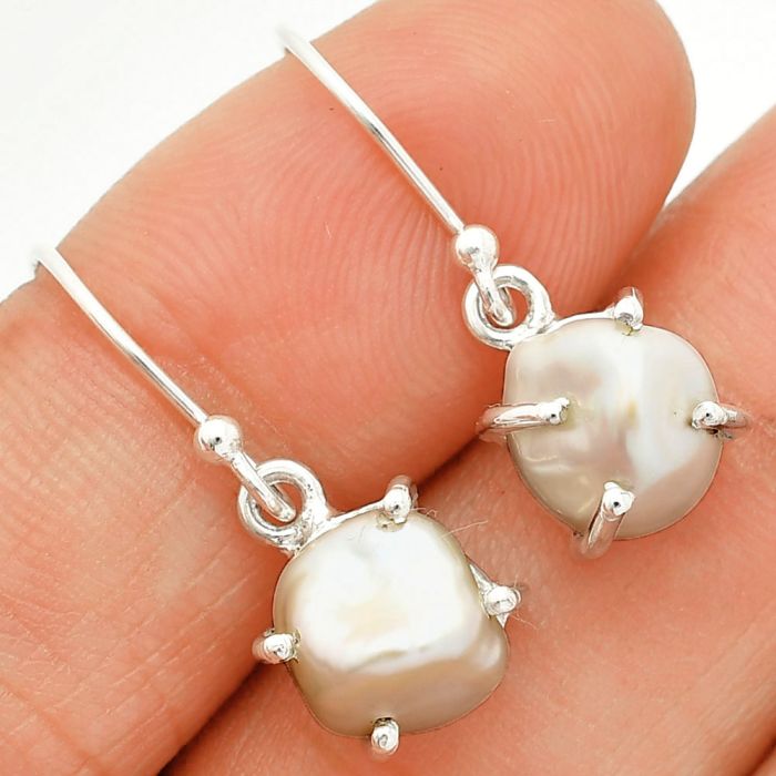 Natural Fresh Water Biwa Pearl Earrings SDE84519 E-1021, 9x9 mm