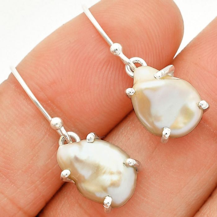 Natural Fresh Water Biwa Pearl Earrings SDE84526 E-1021, 9x12 mm