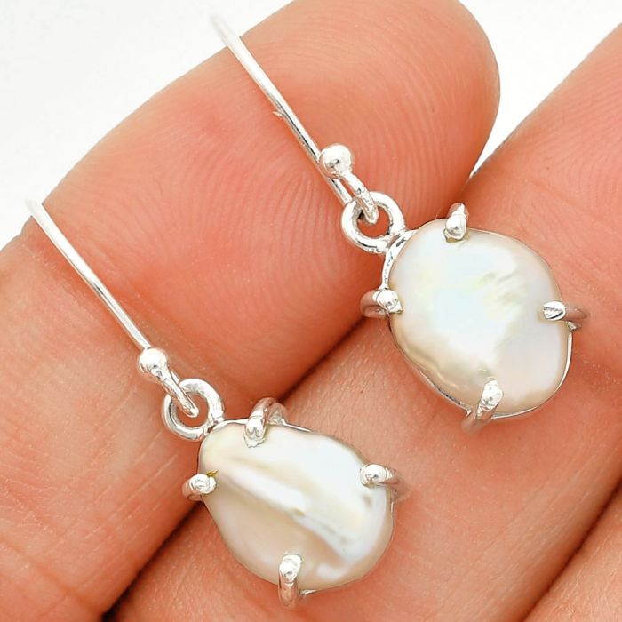 Natural Fresh Water Biwa Pearl Earrings SDE84527 E-1021, 9x12 mm