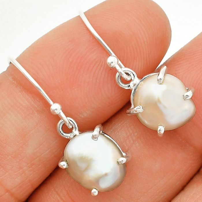 Natural Fresh Water Biwa Pearl Earrings SDE84531 E-1021, 9x11 mm