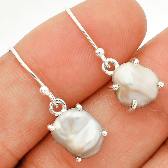 Natural Fresh Water Biwa Pearl Earrings SDE84532 E-1021, 9x10 mm