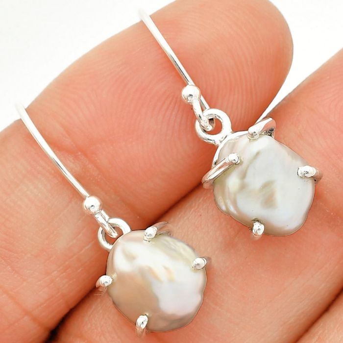 Natural Fresh Water Biwa Pearl Earrings SDE84533 E-1021, 9x10 mm