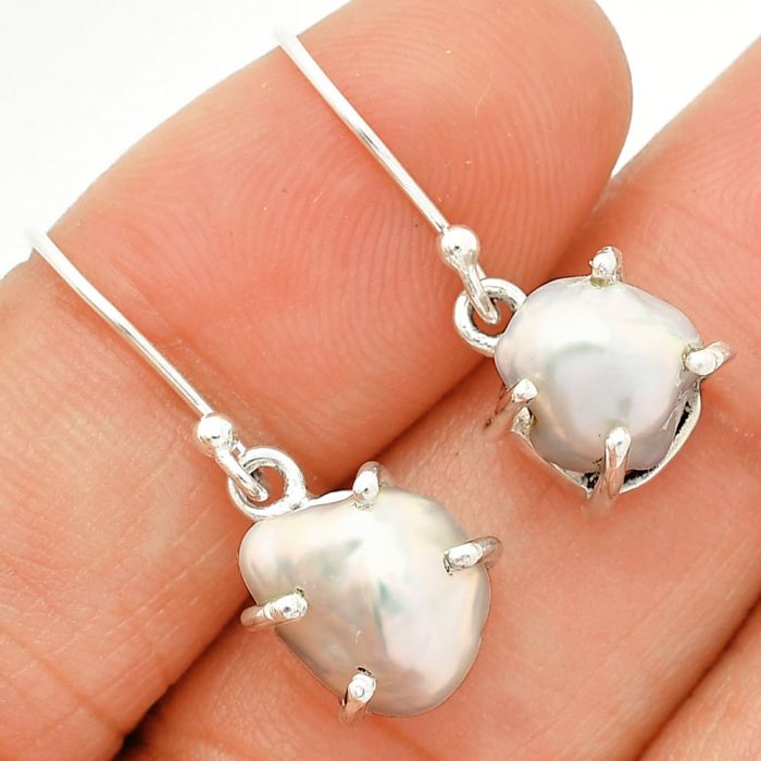 Natural Fresh Water Biwa Pearl Earrings SDE84536 E-1021, 9x11 mm
