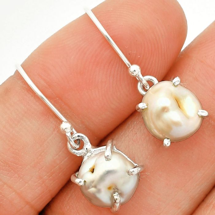 Natural Fresh Water Biwa Pearl Earrings SDE84539 E-1021, 9x9 mm