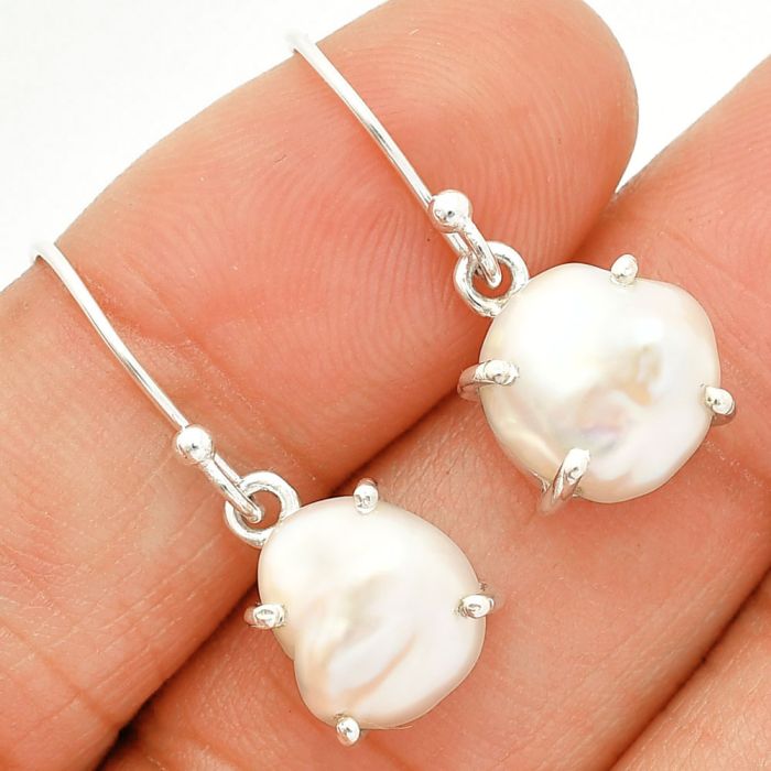 Natural Fresh Water Biwa Pearl Earrings SDE84540 E-1021, 11x11 mm