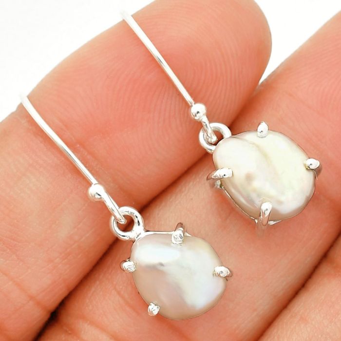 Natural Fresh Water Biwa Pearl Earrings SDE84542 E-1021, 9x11 mm