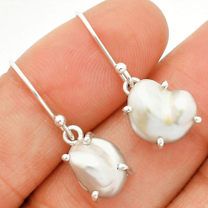 Natural Fresh Water Biwa Pearl Earrings SDE84543 E-1021, 10x12 mm