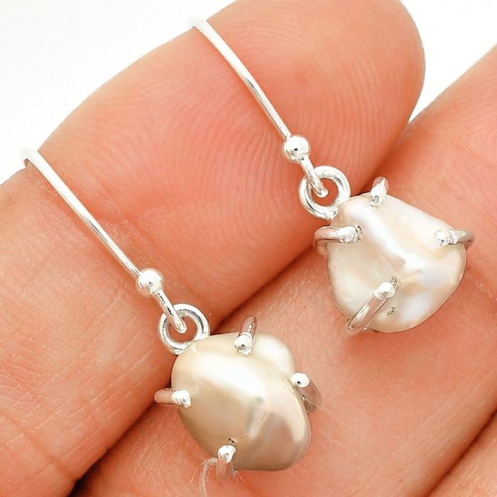 Natural Fresh Water Biwa Pearl Earrings SDE84546 E-1021, 8x10 mm
