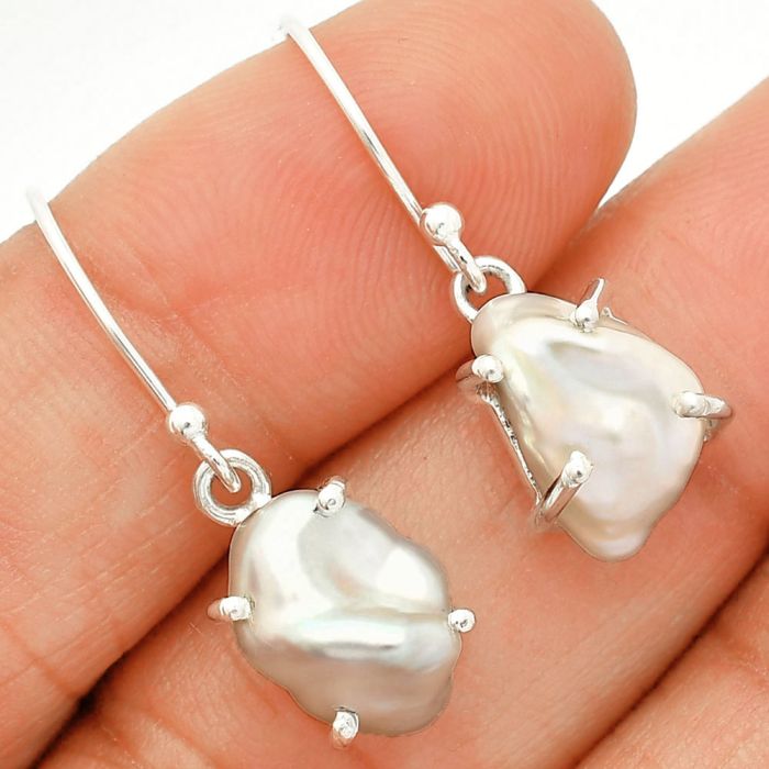 Natural Fresh Water Biwa Pearl Earrings SDE84552 E-1021, 9x12 mm