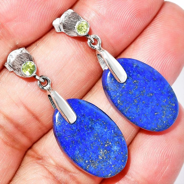 Lapis Lazuli and Peridot Earrings SDE84592 E-1120, 13x20 mm