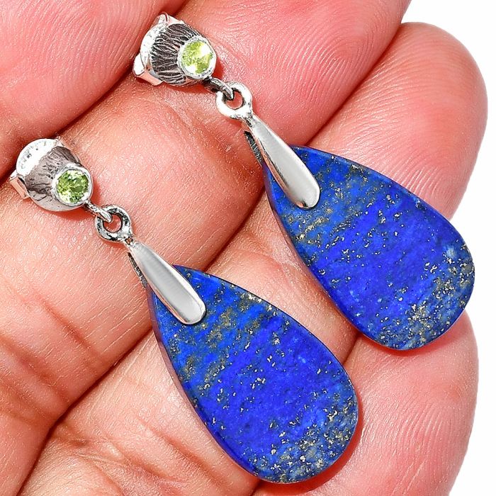 Lapis Lazuli and Peridot Earrings SDE84593 E-1120, 12x22 mm