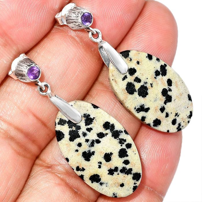 Dalmatian and Amethyst Earrings SDE84651 E-1120, 15x26 mm