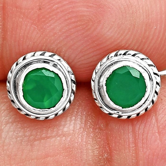 Green Onyx Stud Earrings SDE85245 E-1121, 5x5 mm