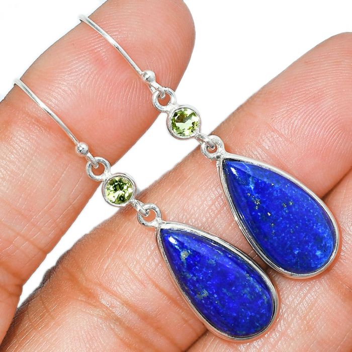 Lapis Lazuli and Peridot Earrings SDE85671 E-1002, 10x20 mm