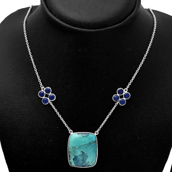 Natural Shattuckite - USA and Lapis Necklace SDN1252 N-1001, 23x27 mm