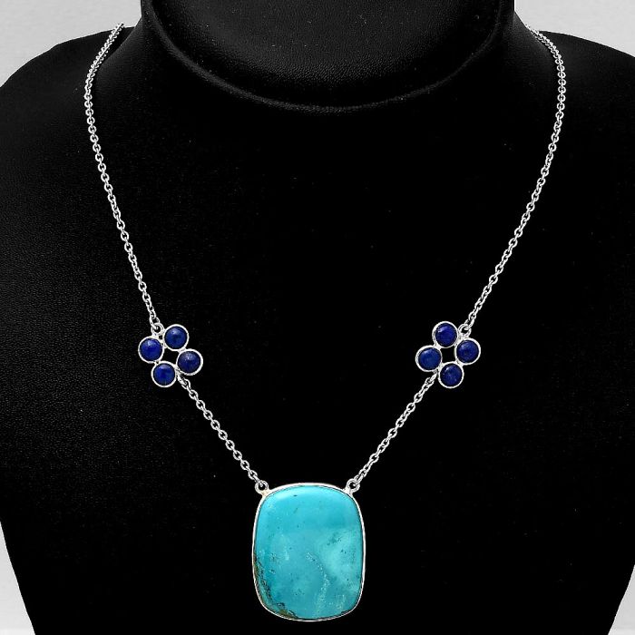 Natural Shattuckite - USA and Lapis Necklace SDN1259 N-1001, 23x29 mm