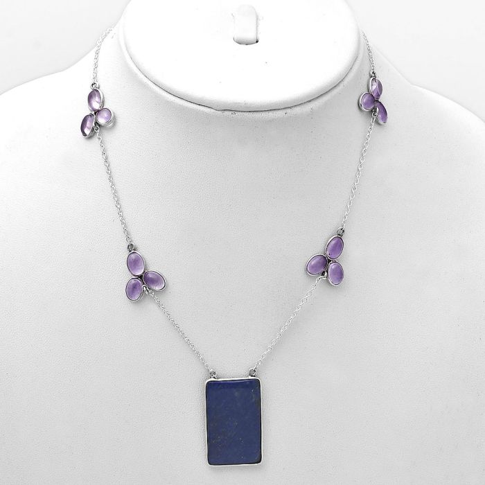 Lapis Lazuli and Amethyst Necklace SDN1671 N-1004, 16x26 mm
