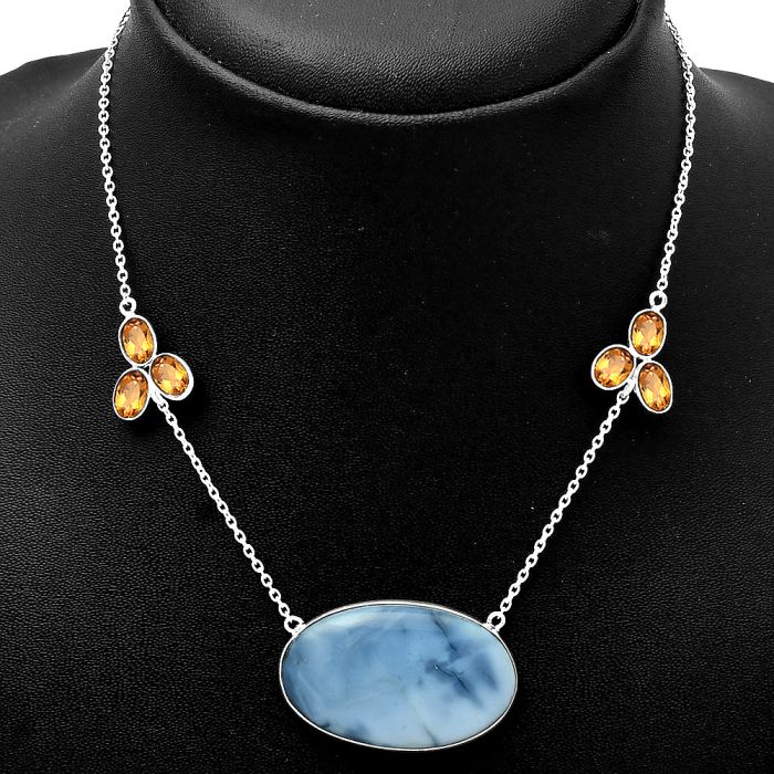 Owyhee Opal and Citrine Necklace SDN1686 N-1002, 21x34 mm