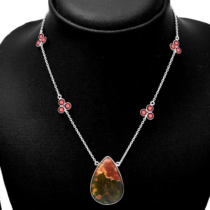 Cherry Creek and Garnet Necklace SDN1710 N-1004, 20x29 mm