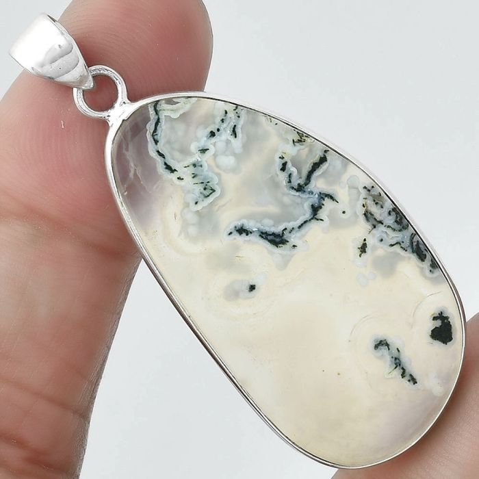 Natural Horse Canyon Moss Agate Pendant SDP100135 P-1001, 20x38 mm