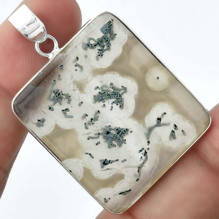 Natural Horse Canyon Moss Agate Pendant SDP100177 P-1001, 28x32 mm