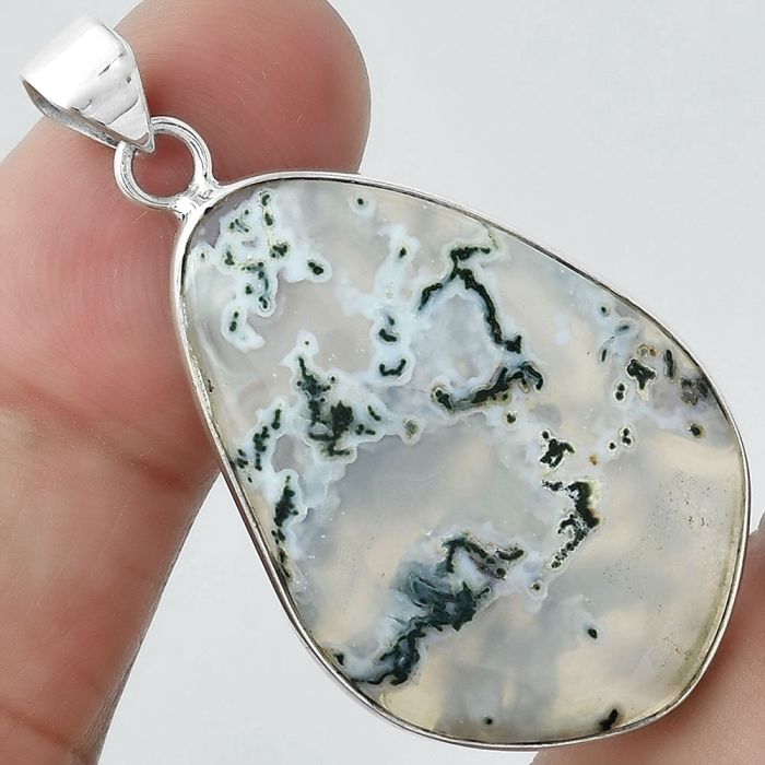 Natural Horse Canyon Moss Agate Pendant SDP100185 P-1001, 22x32 mm