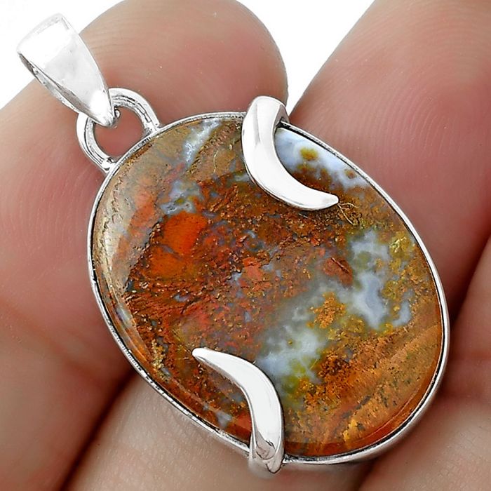 Natural Red Moss Agate Pendant SDP101675 P-1560, 17x23 mm