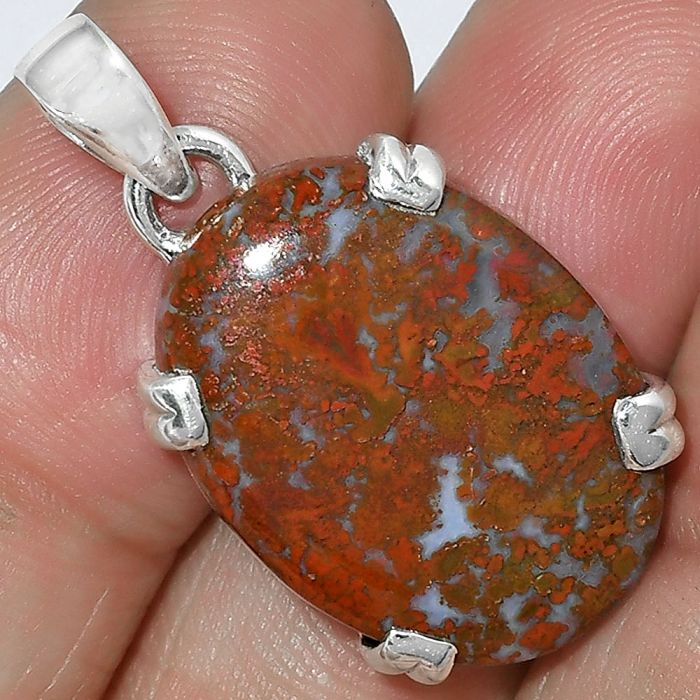 Natural Red Moss Agate Pendant SDP101731 P-1332, 17x22 mm
