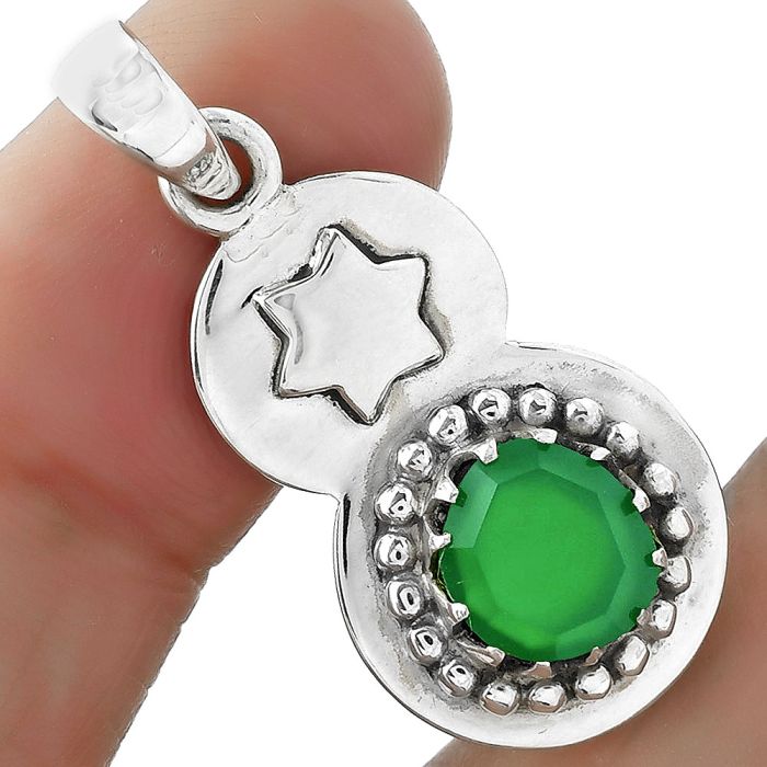 Star - Natural Faceted Green Onyx Pendant SDP101984 P-1404, 8x9 mm