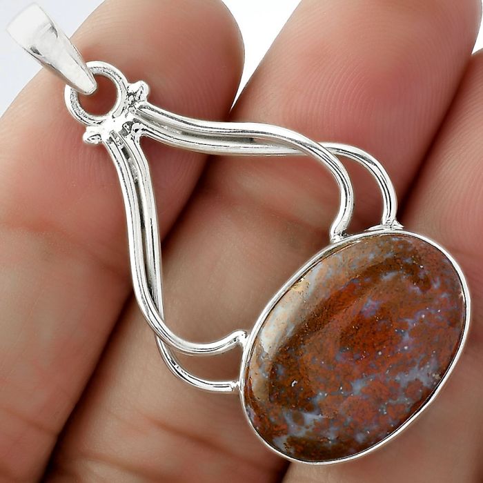 Natural Red Moss Agate Pendant SDP102966 P-1253, 14x21 mm