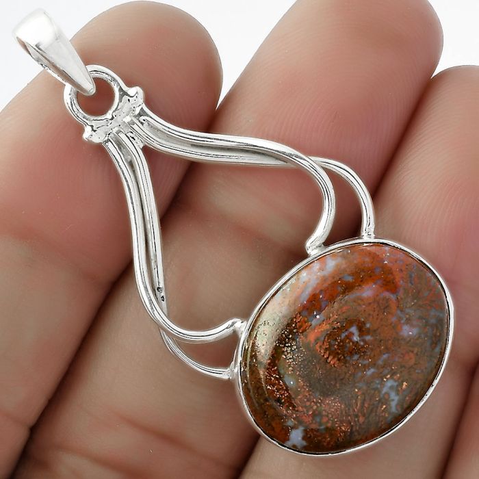 Natural Red Moss Agate Pendant SDP103006 P-1253, 16x20 mm