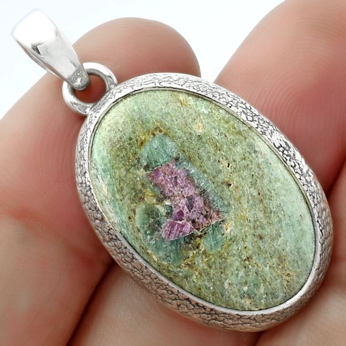 Natural Ruby In Fuchsite Pendant SDP103140 P-1538, 16x25 mm